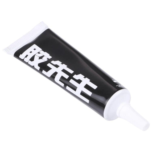 2UUL Mr Glue 25ml Adhesive for Phone and Toy Repairs black tube angled on white background, precision nozzle for phone and toy fixes