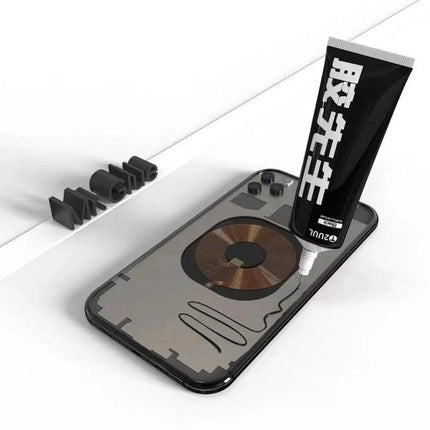 2UUL Mr Glue 25ml Adhesive for Phone and Toy Repairs applied to smartphone repair with tube and open phone interior