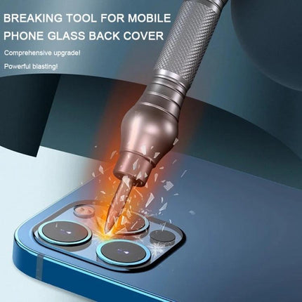 Mechanic Blasting Pen for iRock 5 Glass Back Cover Cleaning - handheld blasting pen removing dust and residue from smartphone glass