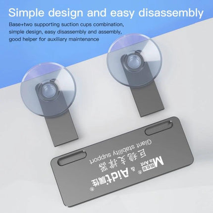 MaAnt Giant Stability Support for Device Maintenance shown with base plate and two suction cups for holding smartphone screens during repair