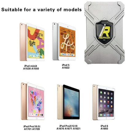 iRepair BOX P10 Tool for iPhone Repair Without Disassembly shown alongside compatible iPad and iPhone models to illustrate suitability