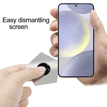 Ultra-Thin 0.1mm Stainless Steel Pry Bar Set for Device Opening being used to easily dismantle a smartphone screen without scratching