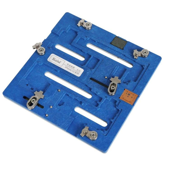 Kaisi K-12 Fixture Holder for iPhone 12 Series Maintenance, blue repair fixture for secure motherboard and chip work