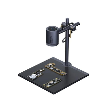 Qianli Super Cam X Thermal Imager for Electronics Repair mounted over PCB boards to detect overheating components