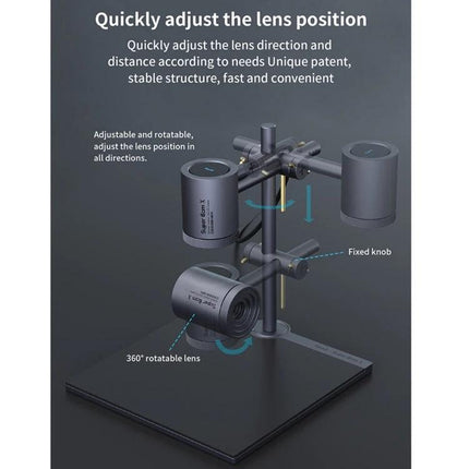 Qianli Super Cam X Thermal Imager for Electronics Repair showing adjustable 360° rotatable lens and USB-connected mounting stand