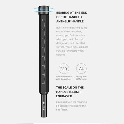 Jakemy 47-in-1 Precision Magnetic Screwdriver Set for Repairs — close-up of anti-slip laser-engraved handle with bearing end and scale