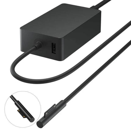 Microsoft Power Adapter for Surface Book Laptop Charging - black magnetic charger with USB port for Surface Book