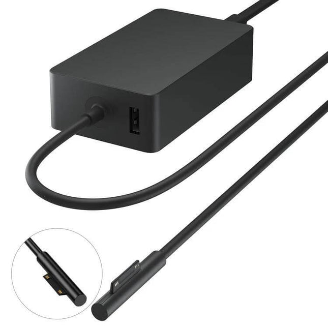Microsoft Power Adapter for Surface Book Laptop Charging - black magnetic charger with USB port for Surface Book