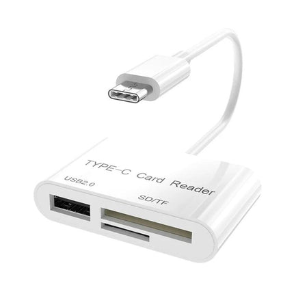 Compact Card Reader for Daily Data Transfers on the Go – white USB-C multi-card reader for SD/TF and USB devices