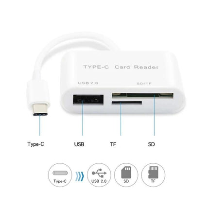 Compact Card Reader for Daily Data Transfers on the Go — white Type-C USB SD TF card reader for laptop and phone