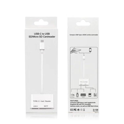 Compact Card Reader for Daily Data Transfers on the Go - white USB-C to SD/microSD card reader for travel and remote work