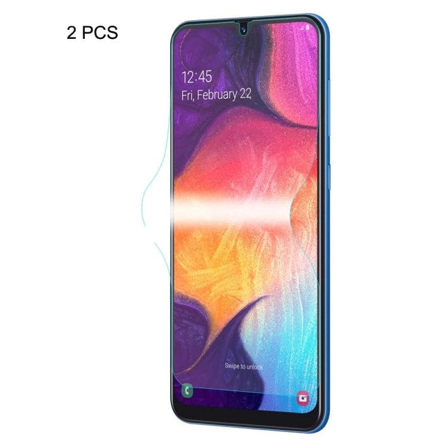 Straw Hat Prince Hydrogel Screen Protector 2-Pack on Samsung Galaxy M30 showing ultra-thin clear coverage and edge-to-edge fit