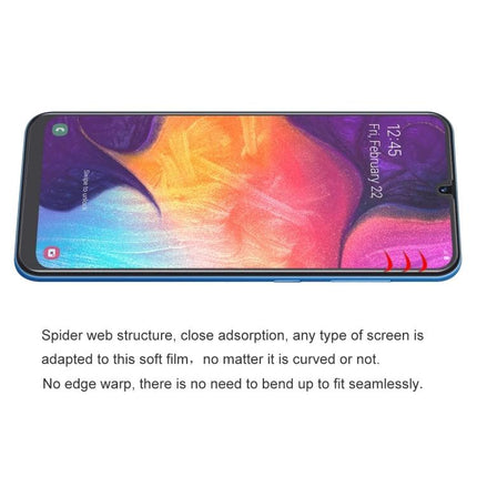 Straw Hat Prince Hydrogel Screen Protector 2-Pack on Samsung Galaxy M30 showing ultra-thin clear coverage and edge-to-edge fit