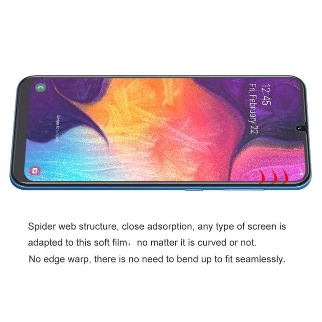 Straw Hat Prince Hydrogel Screen Protector 2-Pack on Samsung Galaxy M30 displaying ultra-thin clear coverage and edge-to-edge fit