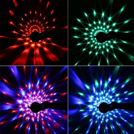 Disco Ball Party Light Sound Activated For Parties And Events rotating RGB ceiling light with red green blue starburst patterns