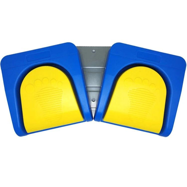 Wireless Bluetooth Foot Pedal for Hands-Free Device Control - blue dual-pedal with yellow foot pads for video editing, gaming, sewing and PC shortcuts
