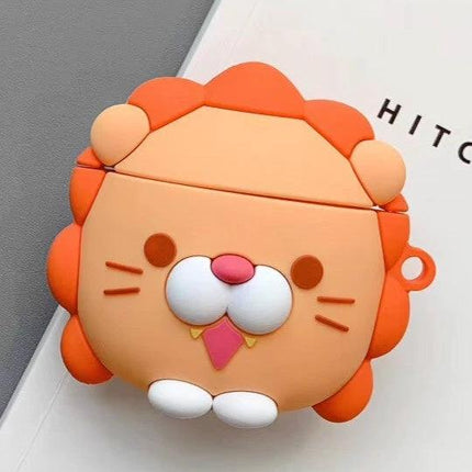 Daily Use Lion Design Protective Case for AirPods - cute orange lion silicone AirPods case protecting against dust and smudges, charge without removal