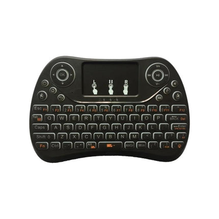 I8 Max Mini Wireless Keyboard with Touchpad and Backlit Keys compact black mini keyboard with integrated touchpad and backlit keys for smart TV and PC control