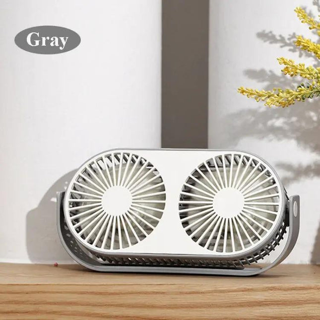 Small Bean Mini Desk Fan With Humidifier USB Double Leaf