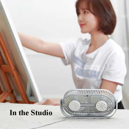 Small Bean Mini Desk Fan With Humidifier USB Double Leaf
