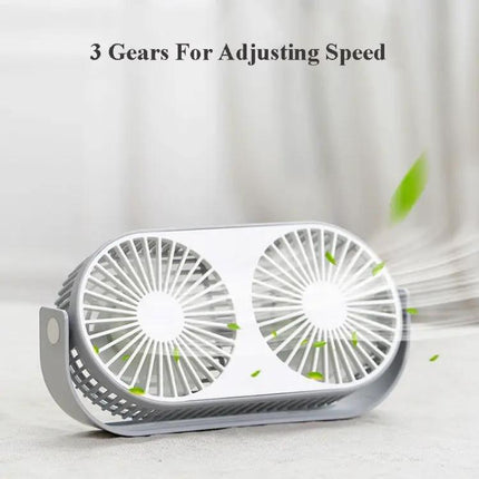 Small Bean Mini Desk Fan With Humidifier USB Double Leaf