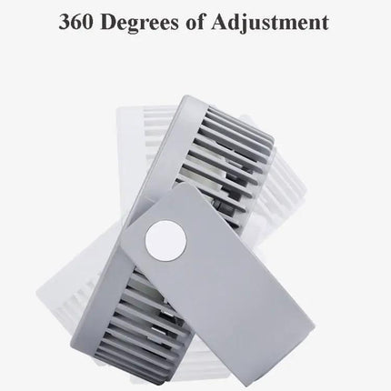 Small Bean Mini Desk Fan With Humidifier USB Double Leaf