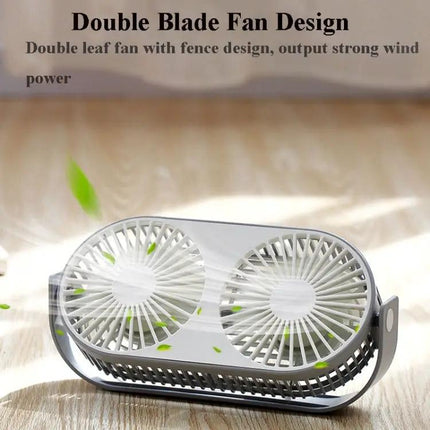 Small Bean Mini Desk Fan With Humidifier USB Double Leaf