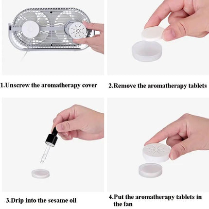 Small Bean Mini Desk Fan With Humidifier USB Double Leaf