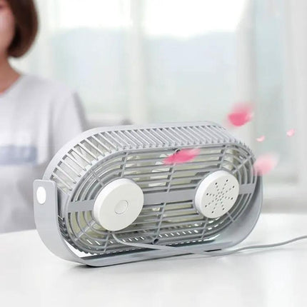Small Bean Mini Desk Fan With Humidifier USB Double Leaf