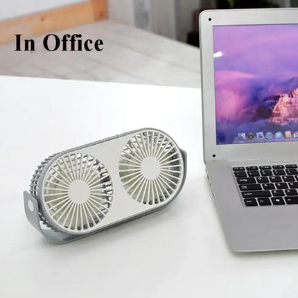 Small Bean Mini Desk Fan With Humidifier USB Double Leaf
