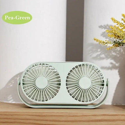 Small Bean Mini Desk Fan With Humidifier USB Double Leaf