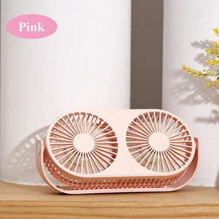 Small Bean Mini Desk Fan With Humidifier USB Double Leaf