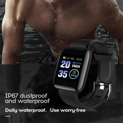 116plus Bracelet for Everyday Activity and Health Monitoring - waterproof fitness tracker showing steps, heart rate, and sleep reminders