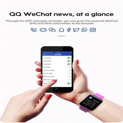 116plus Bracelet for Everyday Activity and Health Monitoring showing smartphone app notifications and wearable call/message alerts