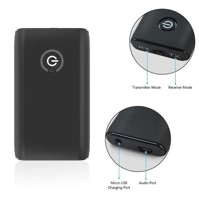 Bluetooth 5.0 Transmitter Receiver 2-in-1 B10S Black | Syndmart