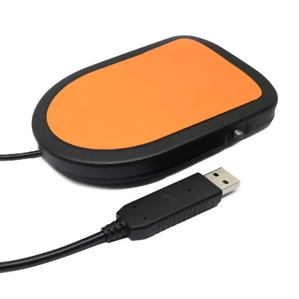 USB Metal Foot Switch Pedal for PC Keyboard and Mouse Control – orange metal USB foot pedal for hands-free gaming, medical scanning and factory testing