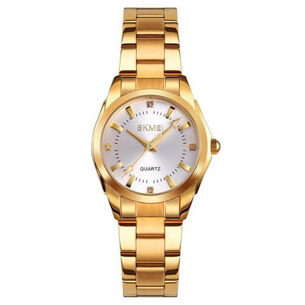 Skmei Casual Women's Quartz Watch with Steel Strap - gold-tone round dial stainless steel strap everyday women's timepiece