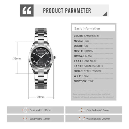 Skmei Casual Women's Quartz Watch with Steel Strap