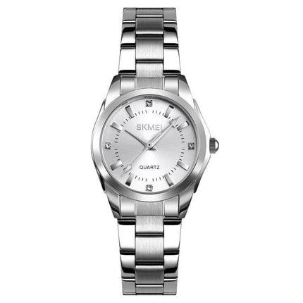 Skmei Casual Women's Quartz Watch with Steel Strap - silver round dial stainless steel strap women's everyday watch, quartz movement, water resistant