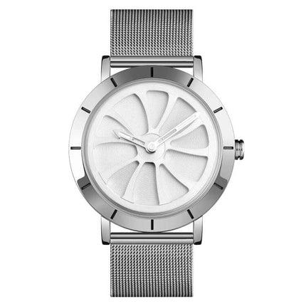 Skmei Men's Business Quartz Watch with Waterproof Skeleton Dial - silver mesh band, minimalist skeleton dial, waterproof everyday timepiece