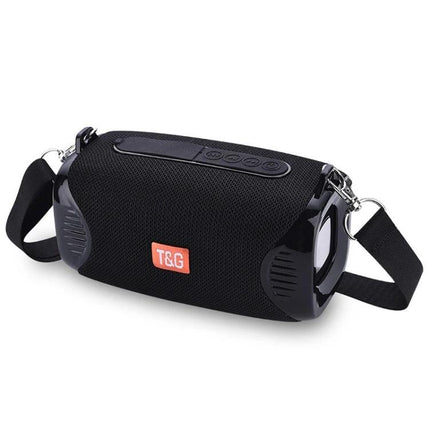 TG Portable Bluetooth Speaker With Adjustable Shoulder Strap, Waterproof black speaker with 360° sound and removable strap