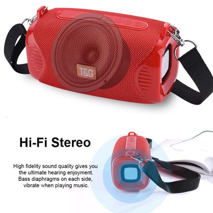 TG Portable Bluetooth Speaker With Adjustable Shoulder Strap, Waterproof red portable 360° stereo speaker with strap