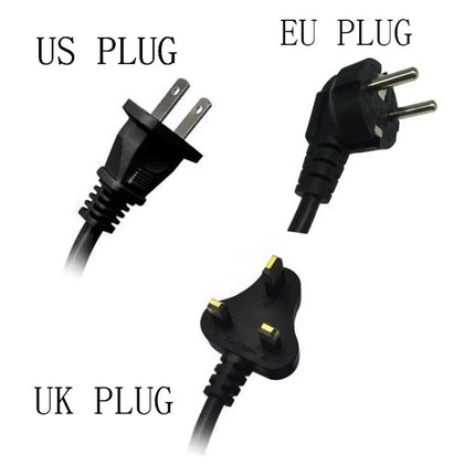 International Universal Power Adapter with 3 Outlets and 6 USB Ports showing US, EU, and UK plug types for travel charging