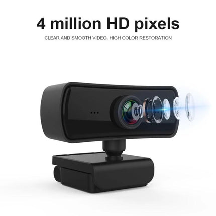 C3 Webcam for Video Conferences and Live Broadcasting showing 4 million HD pixels, automatic light enhancement and built-in microphone for clear video
