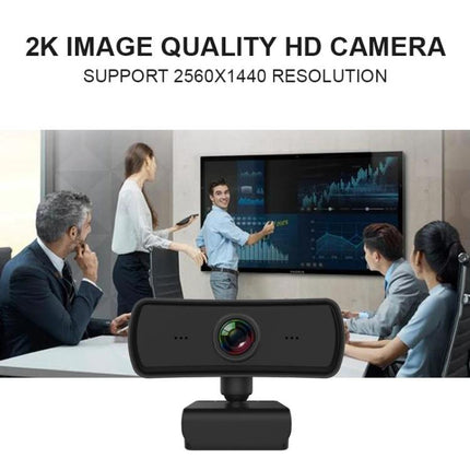 C3 Webcam for Video Conferences and Live Broadcasting showing 2K image quality and automatic light enhancement in a business meeting