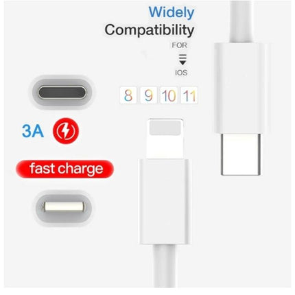 Charging Cable for Everyday iPhone Use at Home and on the Go - 18W fast charge white USB-C to Lightning cable for travel and home