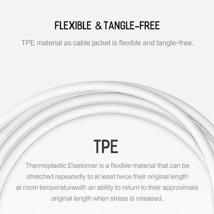 Charging Cable for Everyday iPhone Use at Home and on the Go - flexible tangle-free TPE cable, fast 18W charging, travel and home use