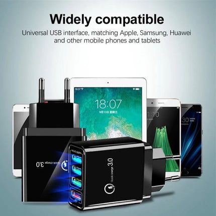 EU Travel Charger for Everyday Phone and Tablet Powering - compact EU plug USB wall charger with multiple ports charging phones and tablets