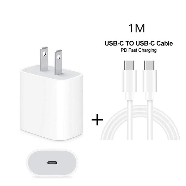 Handy Charger Set for Daily Phone Use on the Go — PD 18W USB‑C wall charger with 1M USB‑C to USB‑C cable for fast mobile charging