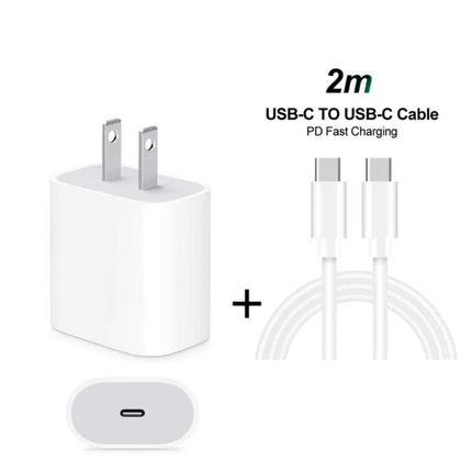 USB-C Travel Charger With 2m Fast Charging Cable, 18W PD